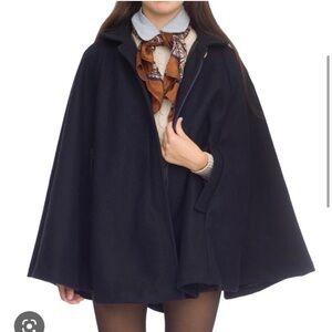 American Apparel Vintage Wool Mantel Cape, Navy